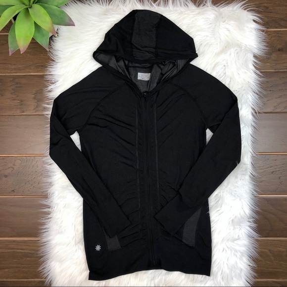 Athleta Sweaters - [Athleta] Black Rouched Zip Up Hoody Athletic Wear